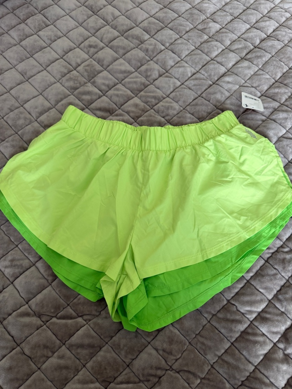 Neon Lime Layered Athletic Shorts Free People NWT